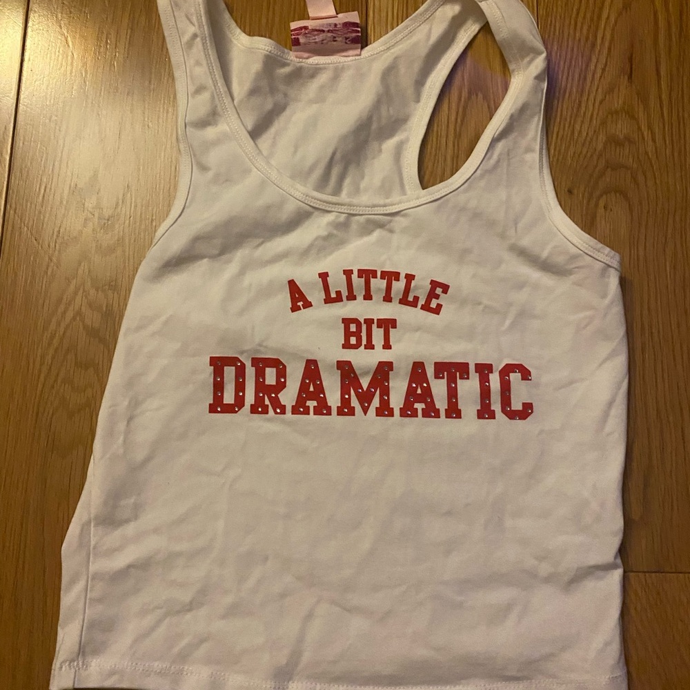 A Little Bit Dramatic White Tank Top